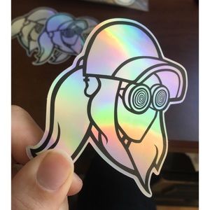 REZZ rainbow holographic outdoor use vinyl sticker
